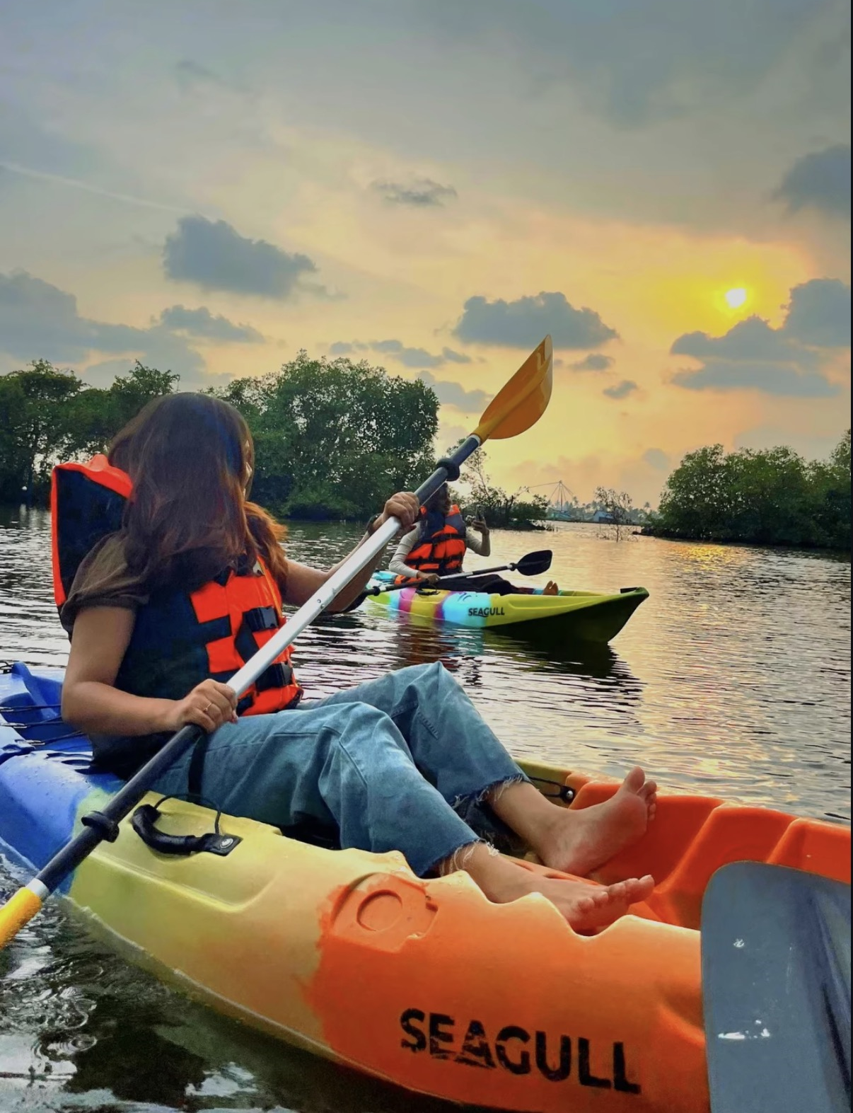 Sunrise kayaking on Kerala backwaters